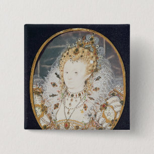 Elizabeth I, c.1595-1600 Vierkante Button 5,1 Cm