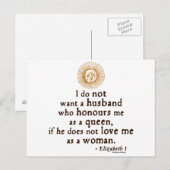 Elizabeth I Citaat over echtgenoot Briefkaart (Voorkant / Achterkant)