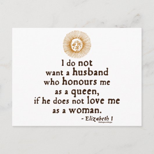 Elizabeth I Citaat over echtgenoot Briefkaart (Voorkant)