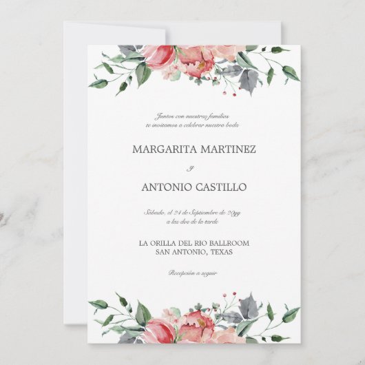 Elizabeth Invitaciones de Boda Elegantes Wedding Kaart (Voorkant)