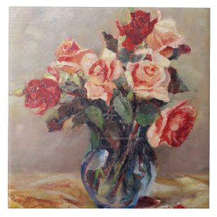 Elizabeth J. Grafin von Attems Stilllife met Ros Tegeltje