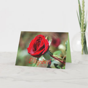 Elizabeth Joyeux Anniversaire Carte rouge Rose