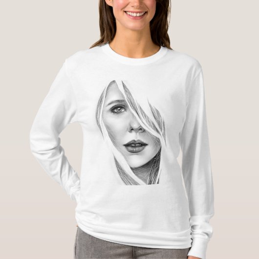 Elizabeth Olsen Basic T-shirt met lange mouwen (Voorkant)