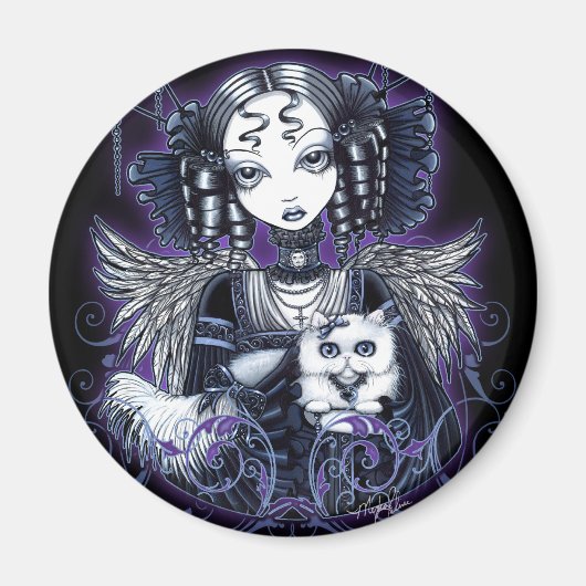 Elizabeth Persian Cat Angel Magnet (Devant)