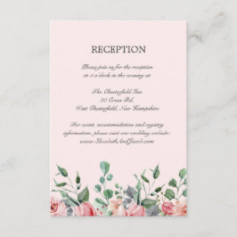 Elizabeth Pink Floral Wedding Reception Informatiekaartje