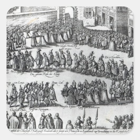 Elizabeth Procession Vierkante Sticker (Voorkant)