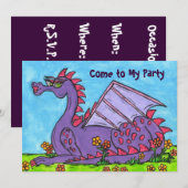 Elizabeth the Dragon Party Invitation Kaart (Voorkant / Achterkant)