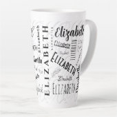 Elizabeth Typography Naam Zwart Wit Latte Mok (Rechterhoek)