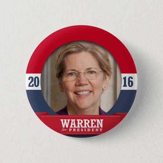 ELIZABETH WARREN 2016 RONDE BUTTON 5,7 CM (Voorkant)