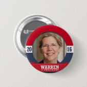 ELIZABETH WARREN 2016 RONDE BUTTON 5,7 CM (Voorkant /achterkant)