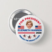 Elizabeth Warren 2020 Ronde Button 5,7 Cm (Voorkant /achterkant)