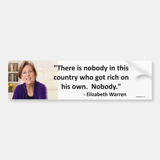 Elizabeth Warren - niemand Bumpersticker (Voorkant)
