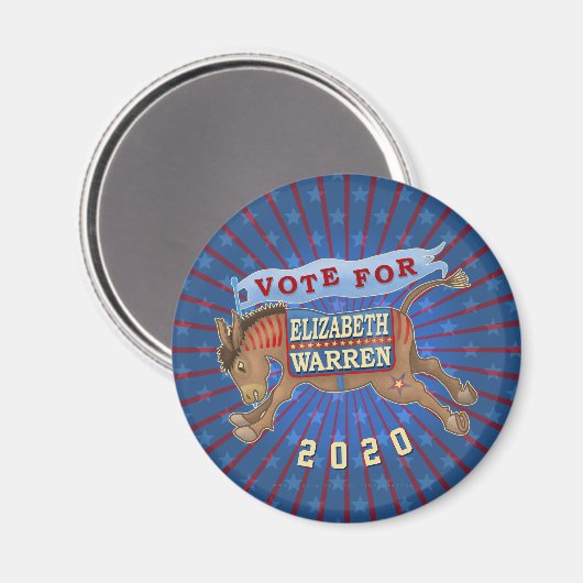 Elizabeth Warren President 2020 Democraat Donkey Magneet (Voorkant / Achterkant)