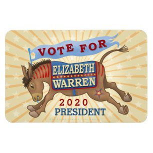 Elizabeth Warren President 2020 Democraat Donkey Magneet