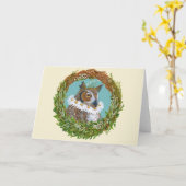 Elizabethan Owl, carte de couronne au printemps (Fleur jaune)