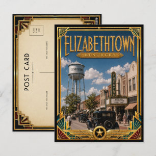 Elizabethtown Kentucky Vintage Art Deco Gouden Tij Briefkaart