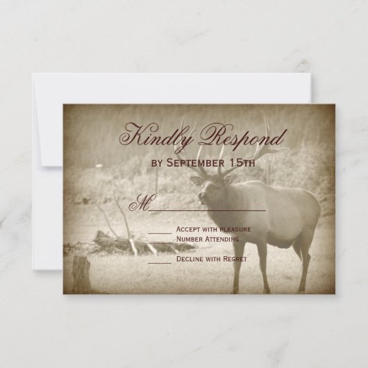 Elk Big Jeu Faune Antlers Mariage Cartes RSVP (Devant)