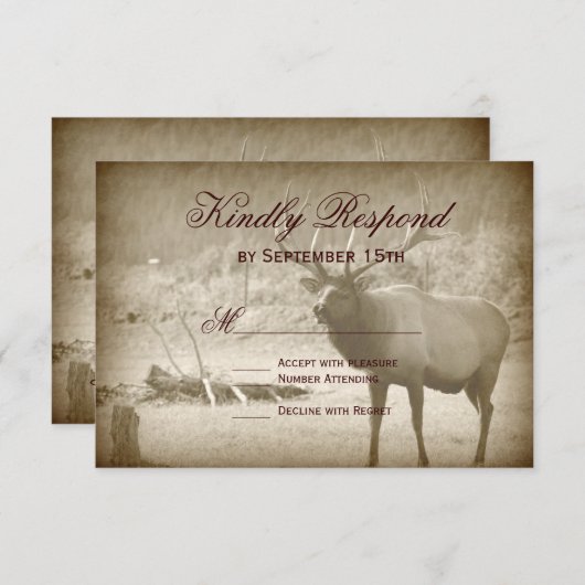 Elk Big Jeu Faune Antlers Mariage Cartes RSVP (Devant / Derrière)