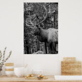 Elk Black White Photo Modern Rustic Cabin Poster (Keuken)