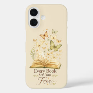 Elk Boek Maakt Je Vrij Vlinder voor Boekliefhebb iPhone 16 Hoesje