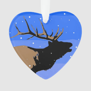 Elk bouillonnant en hiver - Art original de la fau