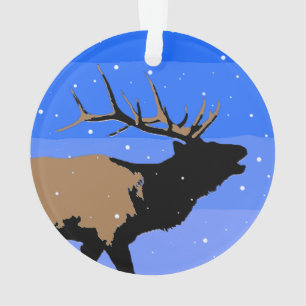 Elk bouillonnant en hiver - Art original de la fau