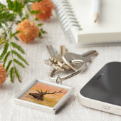 Elk (Cervus Elephus) Resting In Meadow Grass Sleutelhanger (Zijkant)
