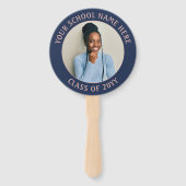 Elk citaat 2 Foto marineblauw roze modern Afstuder Handwaaier (Achterkant)