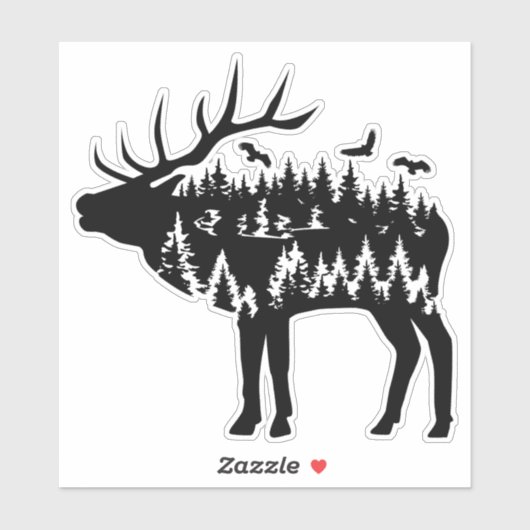 Elk Custom-Cut Vinyl Sticker. Sticker (Vel)