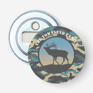 Elk en Camo Button Flesopener
