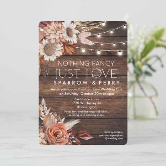 ELK EVENEMENT - Niets Fancy Gewoon Liefde Rustiek Kaart (Staand voorkant)