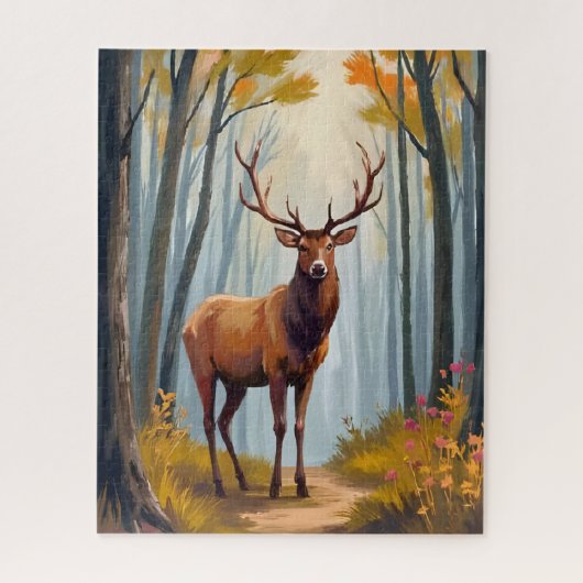 Elk Forest Watercolor Landscape Legpuzzel (Verticaal)