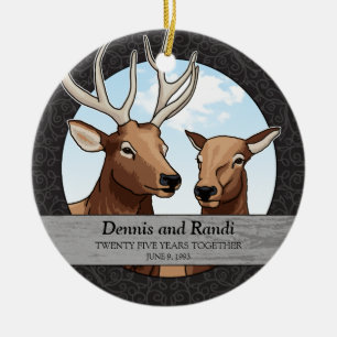 Elk gepersonaliseerd 25th Wedding-Jubileum Keramisch Ornament