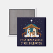 Elk gezin heeft een stabiele basis nodig - Kerstmi Magneet (Voorkant / Achterkant)
