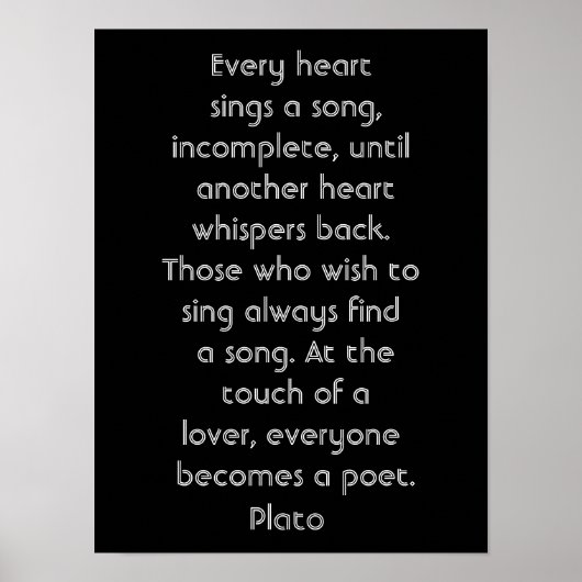 Elk hart zingt een lied — art poster-Plato quote Poster (Voorkant)