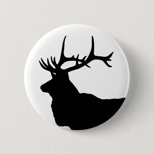 Elk Head Silhouette Ronde Button 5,7 Cm (Voorkant)