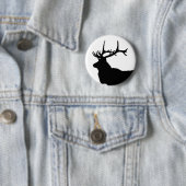 Elk Head Silhouette Ronde Button 5,7 Cm (In situ)