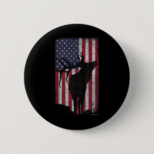 Elk Hunting Bugling Bull Amerikaanse vlag - Amerik Ronde Button 5,7 Cm