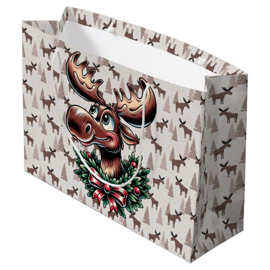 Elk in de winter groot cadeauzakje (Achterkant Gekanteld)