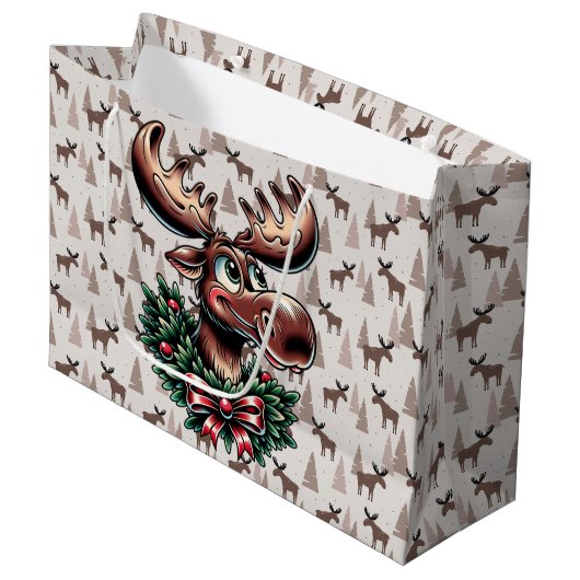Elk in de winter groot cadeauzakje (Voorkant Gekanteld)
