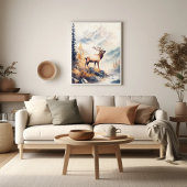 Elk in Mountain Forest Scenery Natuur Esthetisch Poster