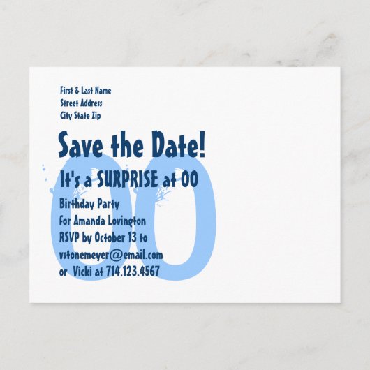 Elk jaar behalve de datum Verrassing verjaardag S0 Aankondigingskaart (Achterkant)