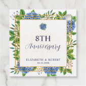 Elk jaar Blue Hydrangea bruiloft Jubileum Bedankjes Labels (Achterkant)