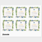 Elk jaar Blue Hydrangea bruiloft Jubileum Vierkante Sticker (Vel)