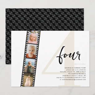 Elk jaar Eenvoudige 4 filmstrip Foto Birthday Kaart