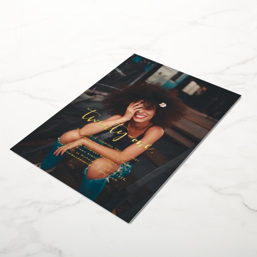 Elk jaar | Eenvoudige foto van Birthday Party Folie Uitnodiging (Gedraaid)