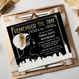 ELK JAAR - Flapper Meisje Verjaardag Uitnodiging