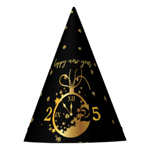 Elk jaar Happy New Year's Black Gold Clock Feesthoedjes