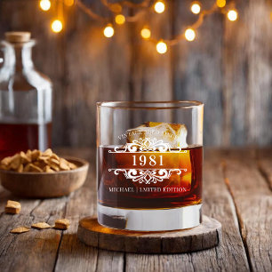 Elk jaar Mijlpaal Monogram Verjaardag Whisky Glas