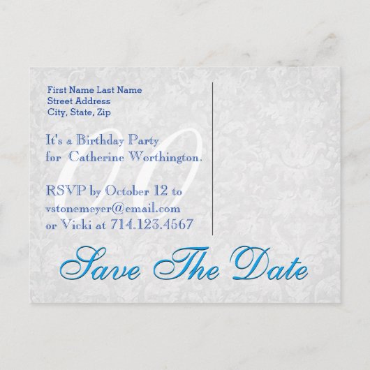 ELK JAAR Opslaan van de datum Verjaardag Blue Lace Aankondigingskaart (Achterkant)